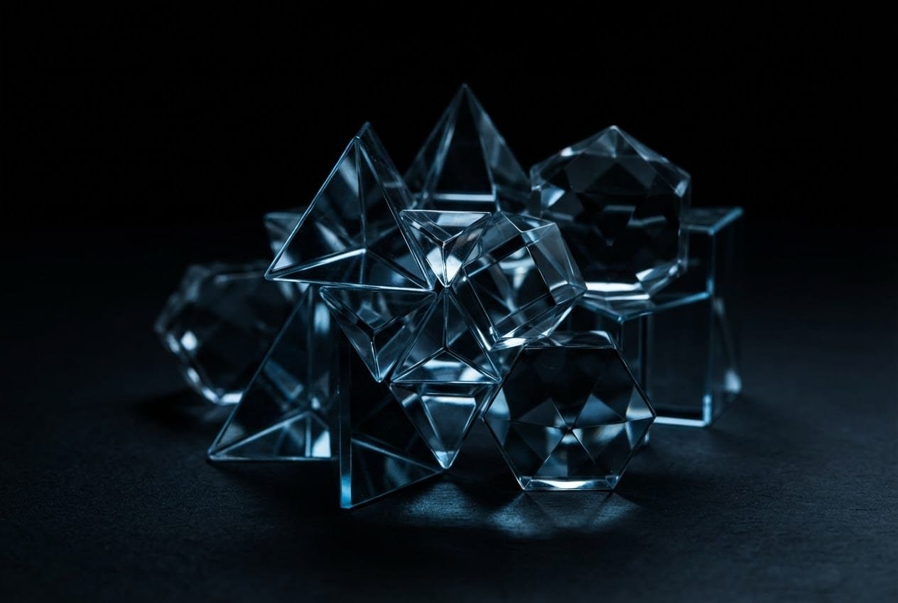 Prismas de cristal geométricos entrelazados